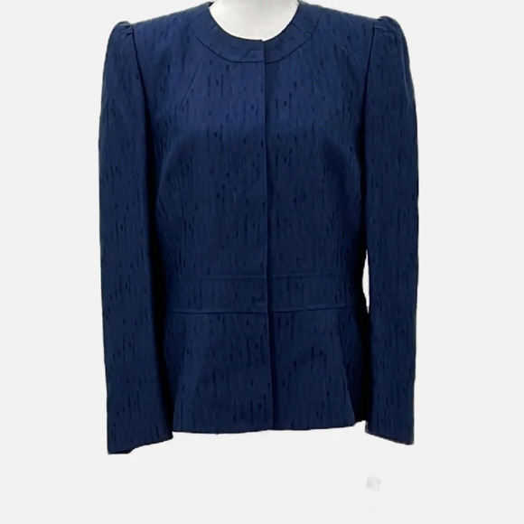 Lafayette 148 Wool Blend Textured Snap Front Jacket in Dusk - NEW - Size 6 - Picture 1 of 9